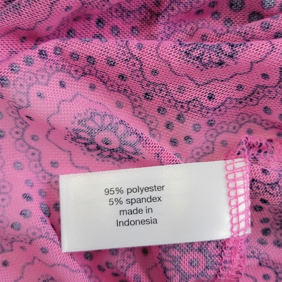 Lane Bryant Pink Geo Print Babydoll Mesh Cap Sleeve V-Neck Top Sz 26/28 NEW - Picture 9 of 11